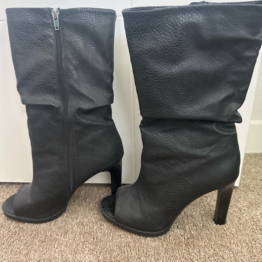 DKNY Black Leather Women's Boots